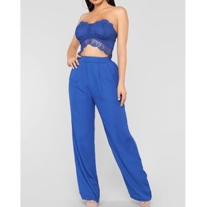 Royal Blue Lace Jumpsuit